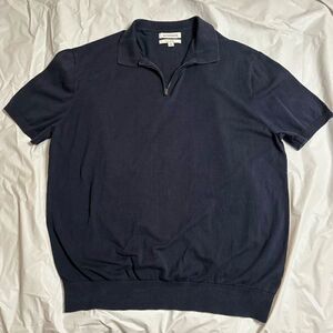 Autograph by Marks and Spencer Navy Blue Silk and Cotton Polo Shirt size XL